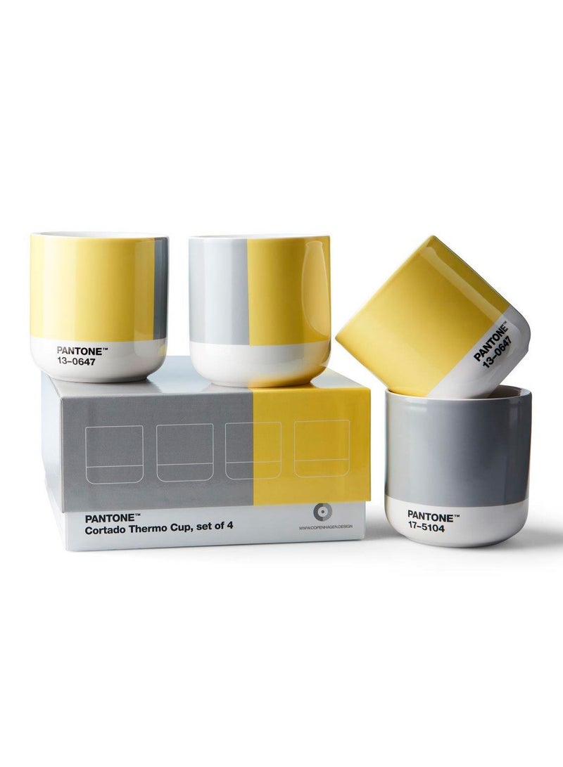 Pantone Sunrise Sip Cortado Thermo Cup Set Of 4 Yellow & Gray - Image 1