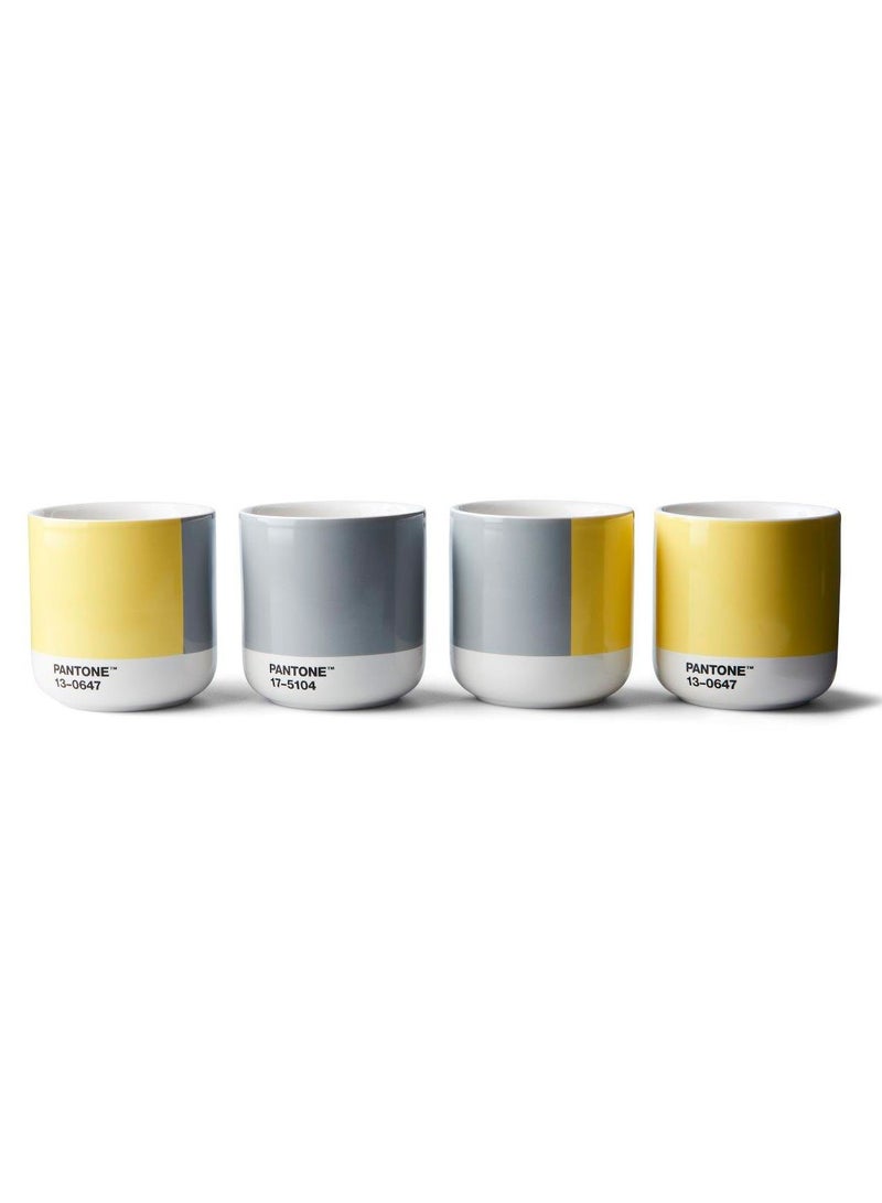 Pantone Sunrise Sip Cortado Thermo Cup Set Of 4 Yellow & Gray - Image 2