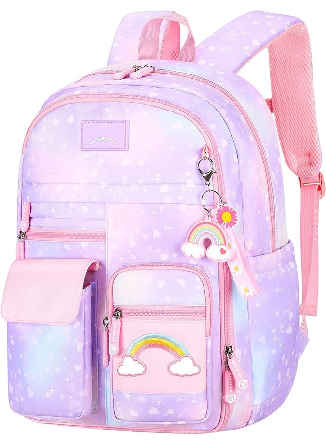 حقيبة الظهر للبنات حقيبة الظهر للأطفال حقيبة الظهر للبنات للطلاب الابتدائيين (الأرجواني) - Image 2