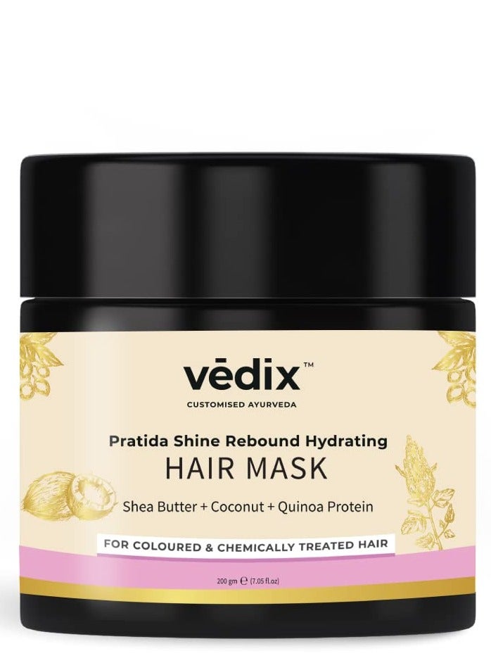 Vedix Ayurvedic Hair Mask For Hair Growth, Customized Pratida Shine Rebound Hydrating Hair Mask For Coloured & Chemically Treated Hair With Shea Butter + Coconut + Quinoa Protein - 200 Gram - Image 1