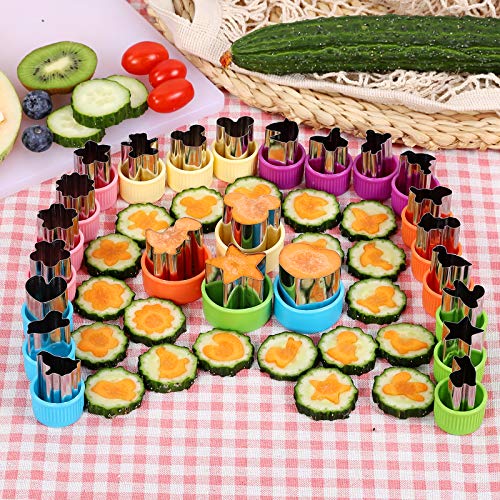 Elfkitwang Vegetable Cutter Shapes Set Mini Sizes Cookie Cutters Set Fruit Cookie Pastry Stamps Mold Food Decorative Kids Baking and Food Supplement Tools (24pcs cutters） - Image 3