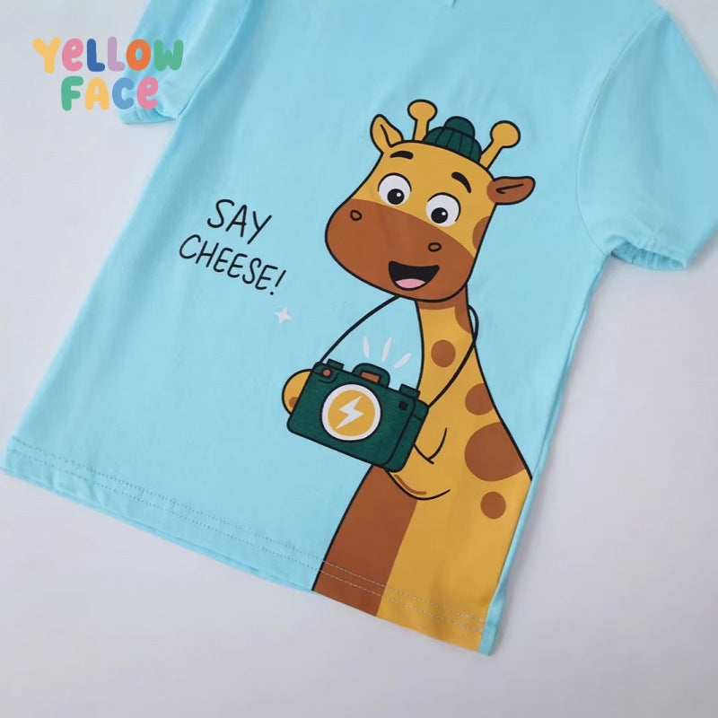 Boys' Short Sleeve T-Shirt with Giraffe Print - Image 4