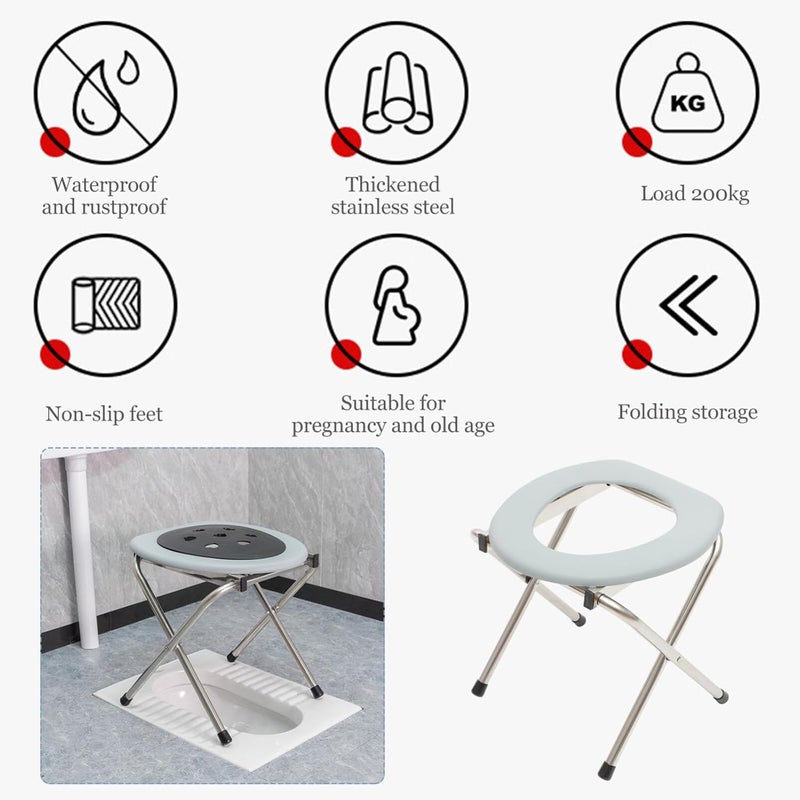 klarako Folding Toilet Sitz Adjustable Foldable Camping Toilet Portable Folding Toilet Folding Outdoor Toilet - Image 3