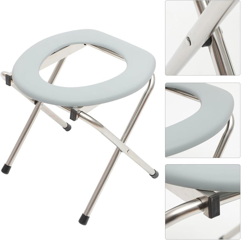klarako Folding Toilet Sitz Adjustable Foldable Camping Toilet Portable Folding Toilet Folding Outdoor Toilet - Image 2