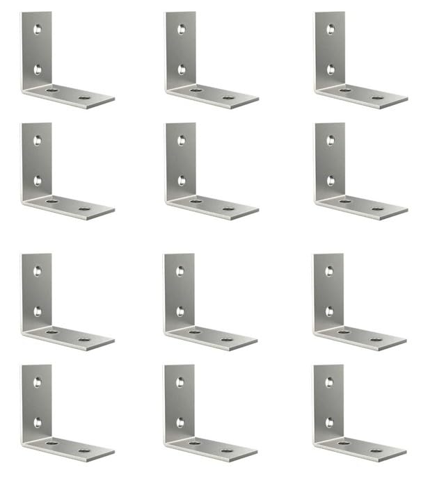 Aluminium LShaped Mounting BracketJoint Angle Bracket Shelf Bracket Wall Hanging 15 X 15 3mm thk 12Piece Set PreDrilled Holes of 964 