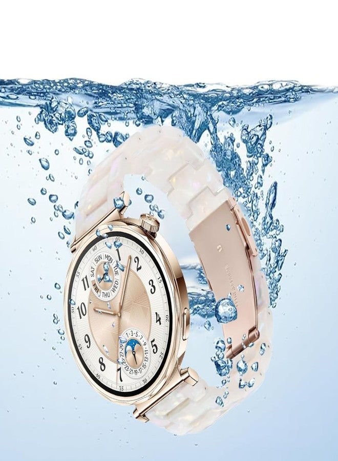 DEALELE Bands Compatible with Huawei Watch GT5 Pro 42mm / GT5 41mm / GT4 41mm / Garmin Venu 3S / Forerunner 265S / Fossil Women's Gen 6, 18mm Colorful Resin Replacement Strap for Women, Shell white - Image 3