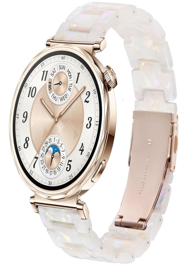 DEALELE Bands Compatible with Huawei Watch GT5 Pro 42mm / GT5 41mm / GT4 41mm / Garmin Venu 3S / Forerunner 265S / Fossil Women's Gen 6, 18mm Colorful Resin Replacement Strap for Women, Shell white - Image 1