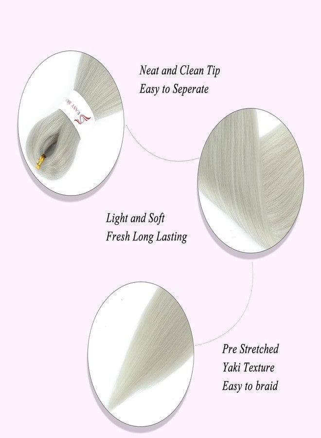 ALIABSION Silver Grey Braiding Hair Pre Stretched 26 Inch 3 Packs Colored Braiding Hair Soft Yaki Synthetic Knotless Braids Hair Extensions - Image 5
