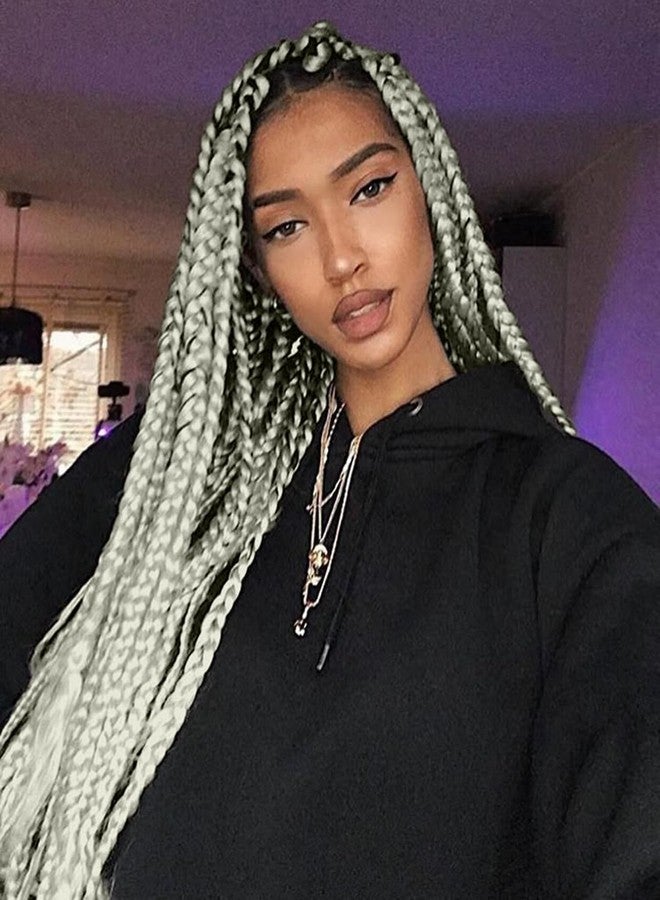 ALIABSION Silver Grey Braiding Hair Pre Stretched 26 Inch 3 Packs Colored Braiding Hair Soft Yaki Synthetic Knotless Braids Hair Extensions - Image 2