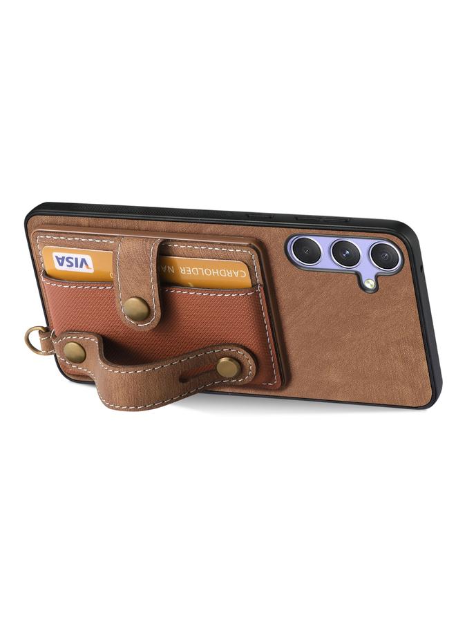 اس-توب جراب لهاتف Samsung Galaxy S25 Ultra 5G مع سوار معصم بتصميم متقاطع كلاسيكي ومحفظة جلدية وغطاء خلفي للهاتف - Image 3