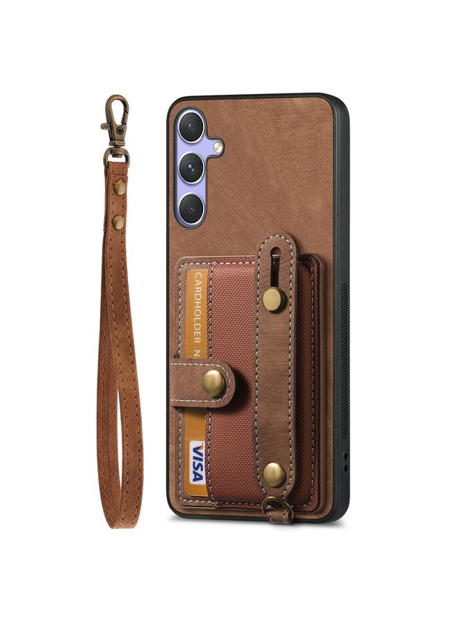 اس-توب جراب لهاتف Samsung Galaxy S25 Ultra 5G مع سوار معصم بتصميم متقاطع كلاسيكي ومحفظة جلدية وغطاء خلفي للهاتف - Image 2