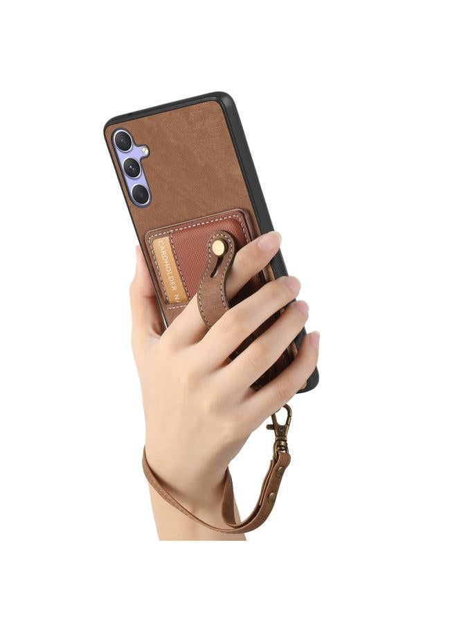 اس-توب جراب لهاتف Samsung Galaxy S25 Ultra 5G مع سوار معصم بتصميم متقاطع كلاسيكي ومحفظة جلدية وغطاء خلفي للهاتف - Image 4