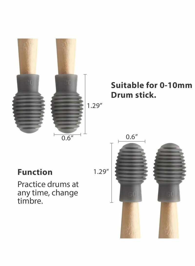 Y&D 4 Pieces Drum Mute Drumstick Silent Tip, Dampener Silicone Practice Tips Percussion Accessory, Replacement - Image 2