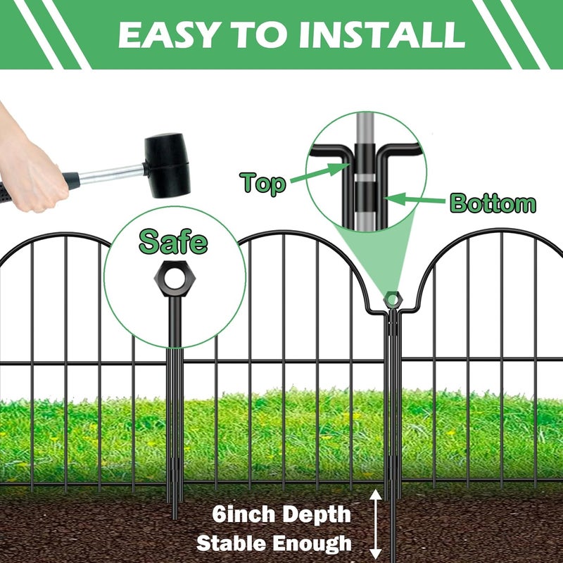 Blingluck Garden Fence, 22 in(H) x 130 in(L) Arched Rustproof Metal No Dig Fence Garden Fence Border, Ground Stake Animal Barrier Fence for Rabbit Dog, Outdoor Landscape Decor for Yard & Patio,10 Pack - Image 3