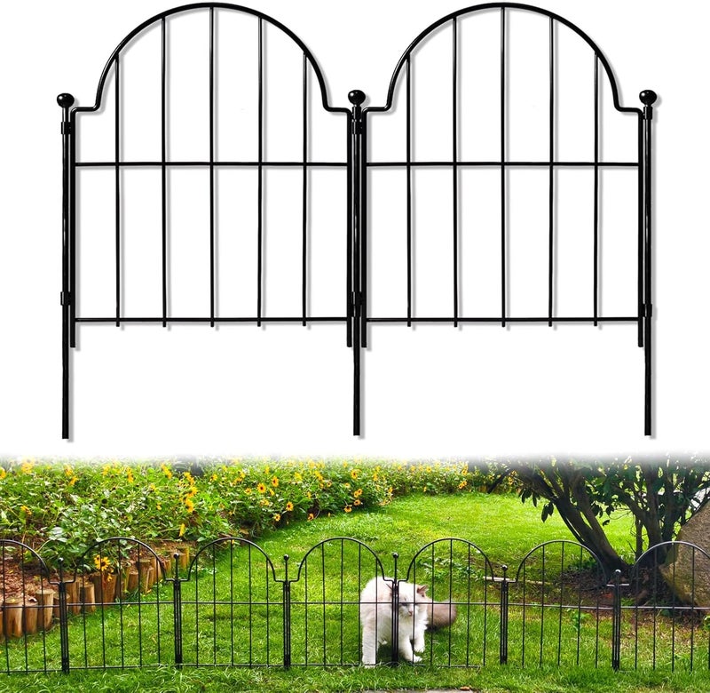 Blingluck Garden Fence, 22 in(H) x 130 in(L) Arched Rustproof Metal No Dig Fence Garden Fence Border, Ground Stake Animal Barrier Fence for Rabbit Dog, Outdoor Landscape Decor for Yard & Patio,10 Pack - Image 1