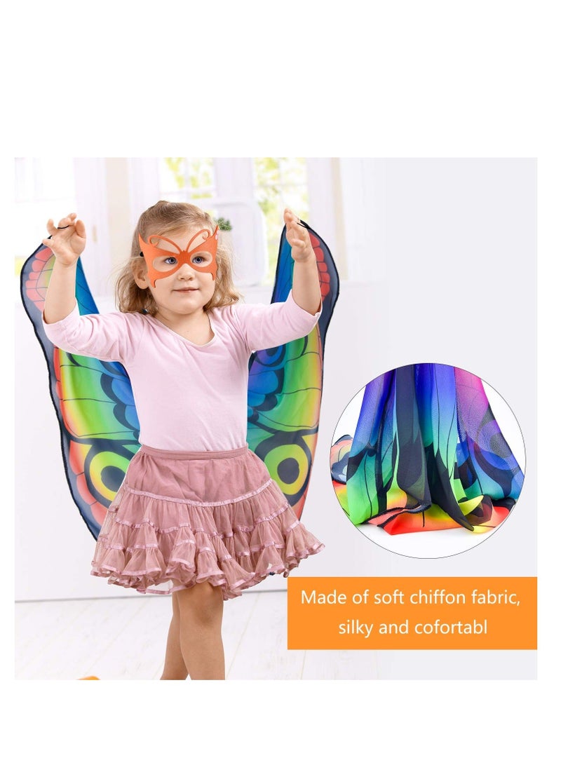 8 Pieces Kids Butterfly Costume, Lovely Butterfly Wings Masquerade Masks, Suitable for Birthday Party Favors Gifts - Image 4