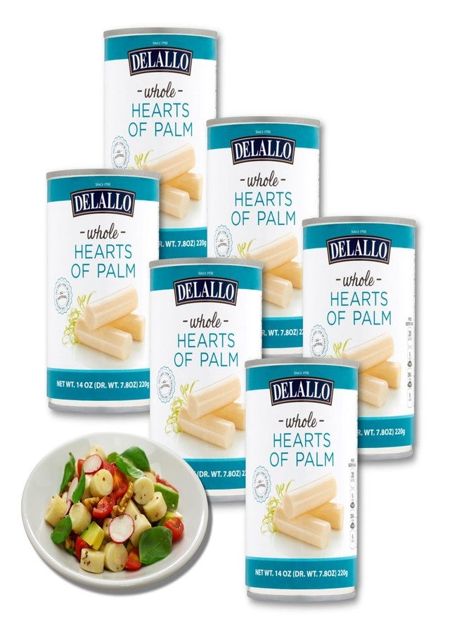 DeLallo Whole Hearts of Palm, All Natural, Harvested in South America, Low Fat and Low Calorie, Unique Canned Vegetable for Topping Salads and Snacking, Non-GMO, Kosher, Gluten-Free, 14.1 oz Can, (6 Pack) - Image 1