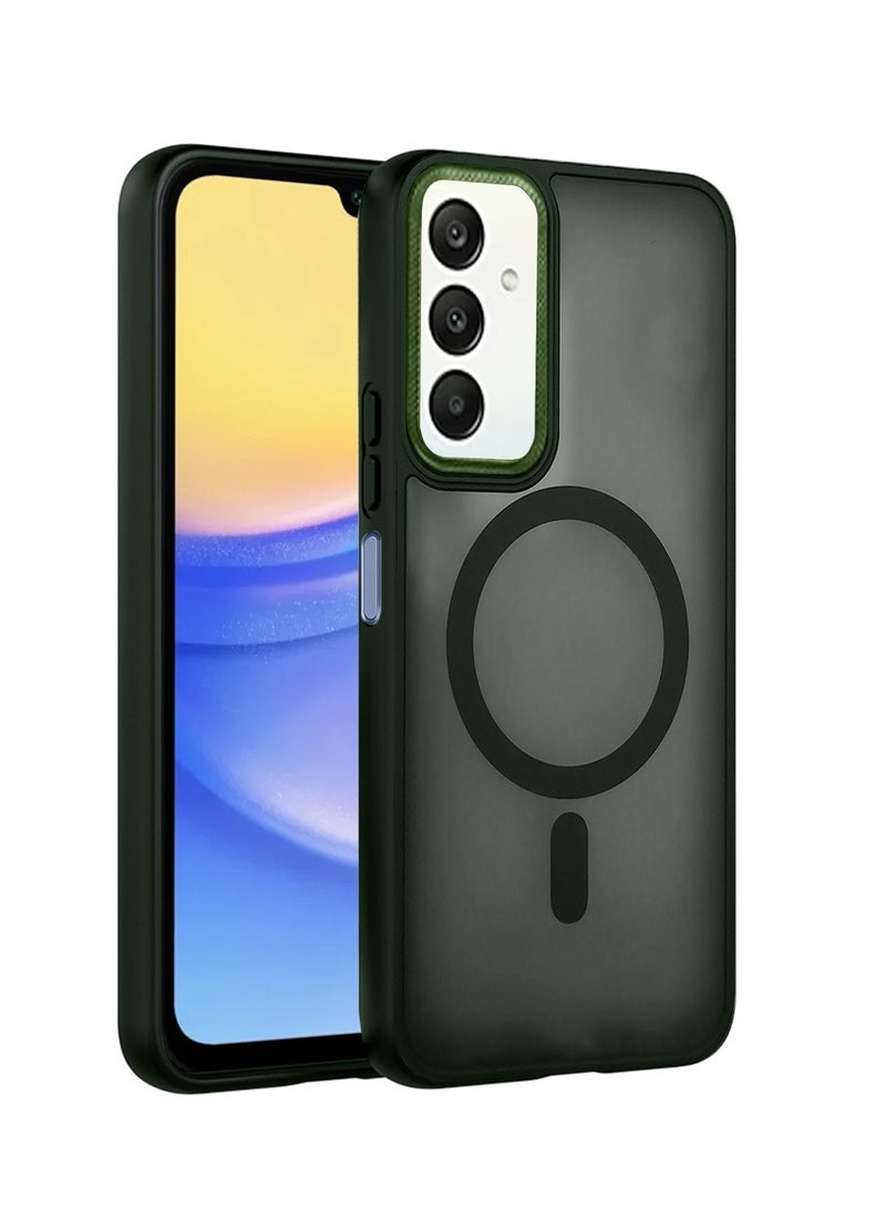 Techie حافظة مغناطيسية شفافة مع واقي عدسة كاميرا مرتفع لهاتف سامسونج جالاكسي A15 - أخضر غير لامع - Image 1