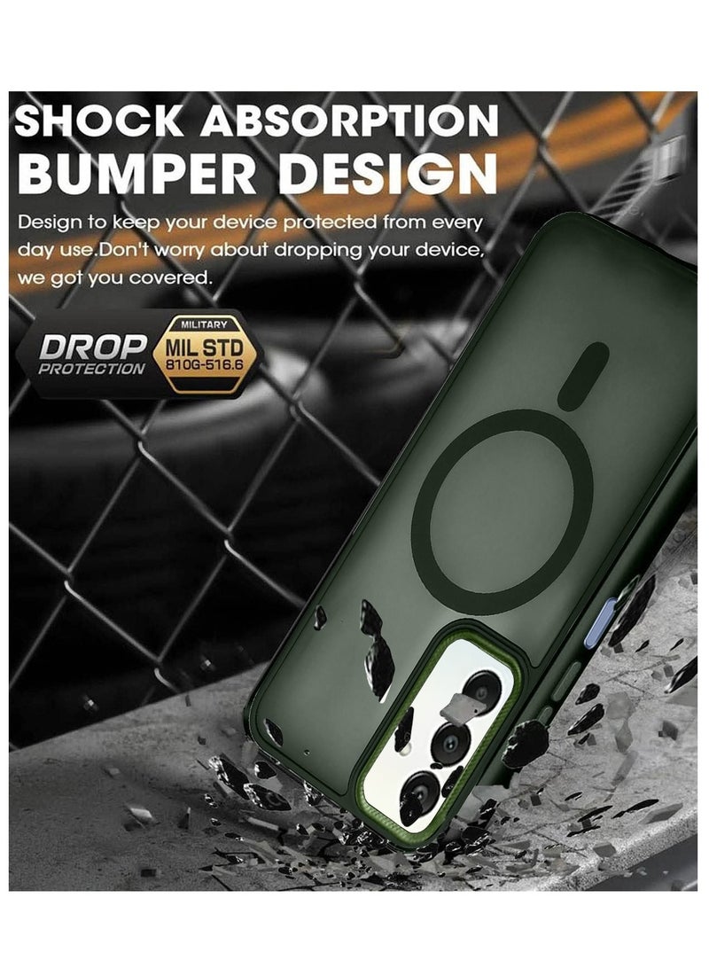 Techie حافظة مغناطيسية شفافة مع واقي عدسة كاميرا مرتفع لهاتف سامسونج جالاكسي A15 - أخضر غير لامع - Image 3