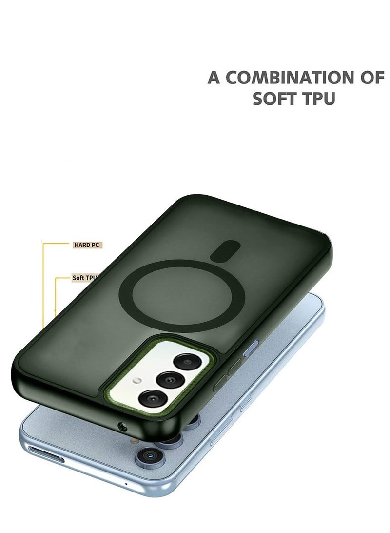 Techie حافظة مغناطيسية شفافة مع واقي عدسة كاميرا مرتفع لهاتف سامسونج جالاكسي A15 - أخضر غير لامع - Image 5