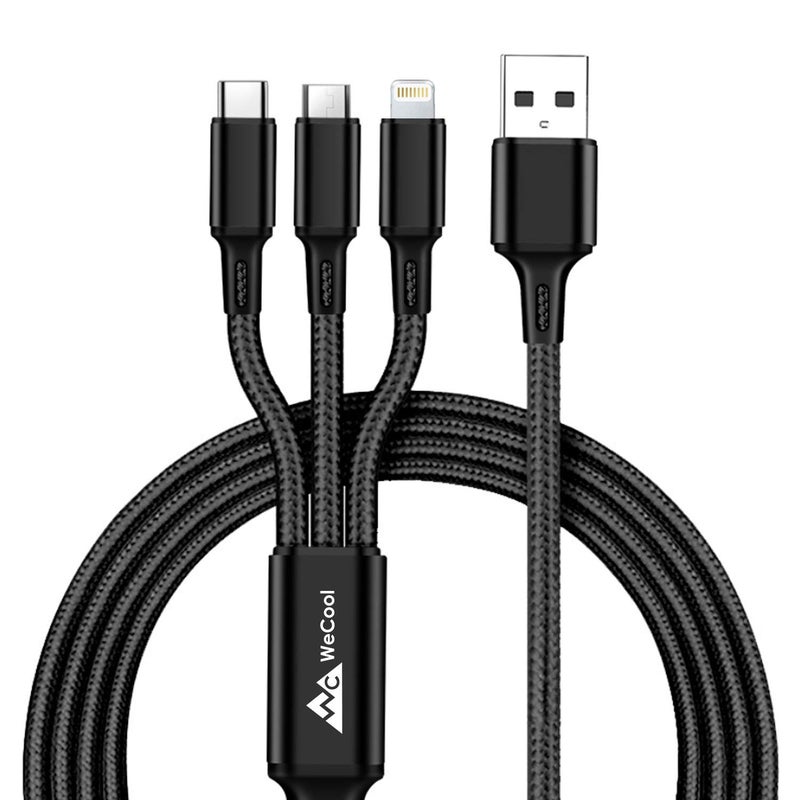 Nylon Braided 1.2 Meter 3 in 1 multi charger cable fast charging charger cable with Lightning,Type C,Micro USb Port - 3 in 1 Multi charging cable