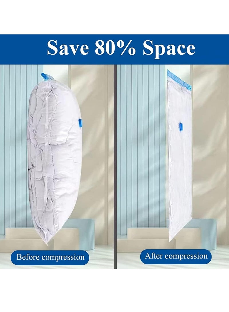 Meetion 6 عبوات أكياس تخزين مفرغة، أكياس موفرة للمساحة مع مضخة شفط، أكياس مفرغة لتخزين الملابس، الأغطية، 3 أحجام: [2 قطعة 50 * 70 سم] [2 قطعة 60 * 80 سم] [1 قطعة 80 * 100 سم] [1 قطعة - مضخة] - Image 2
