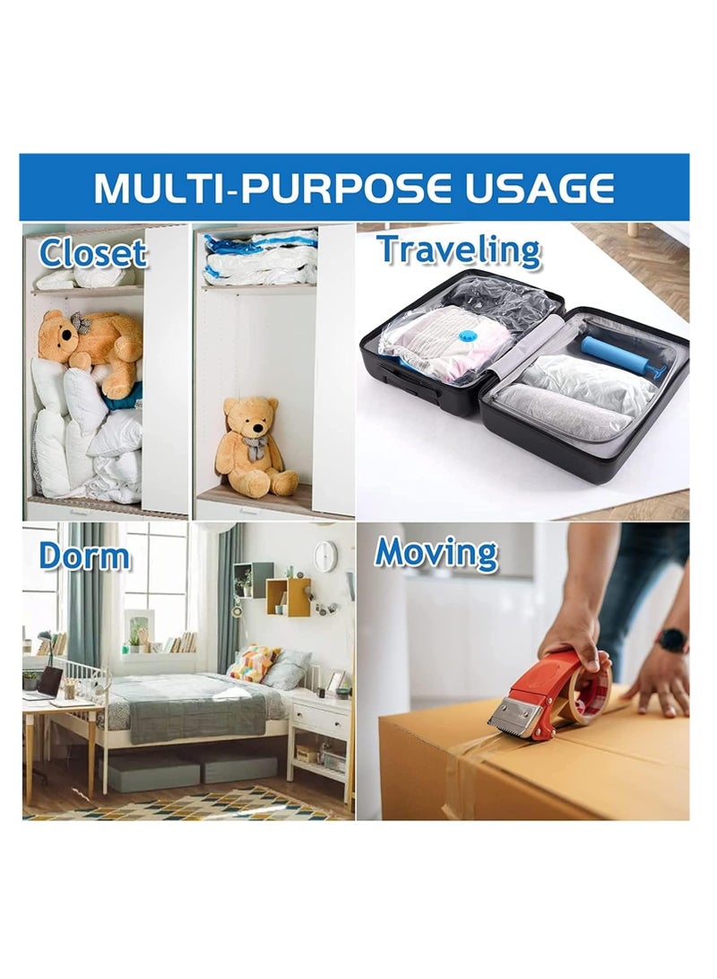 Meetion 6 عبوات أكياس تخزين مفرغة، أكياس موفرة للمساحة مع مضخة شفط، أكياس مفرغة لتخزين الملابس، الأغطية، 3 أحجام: [2 قطعة 50 * 70 سم] [2 قطعة 60 * 80 سم] [1 قطعة 80 * 100 سم] [1 قطعة - مضخة] - Image 4