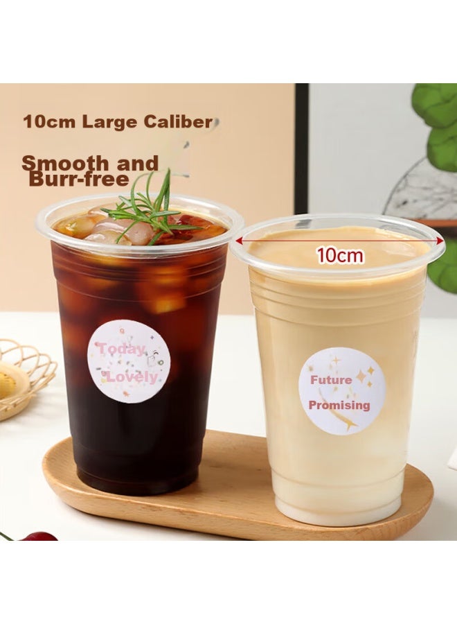 MAX COOK Maxcook Milk Tea Cups, Disposable Cups, Beverage Cups, Coffee Cups, 400Ml, 10 Sets, With Lids, Straws, Stickers, Mcb8198 - Image 3