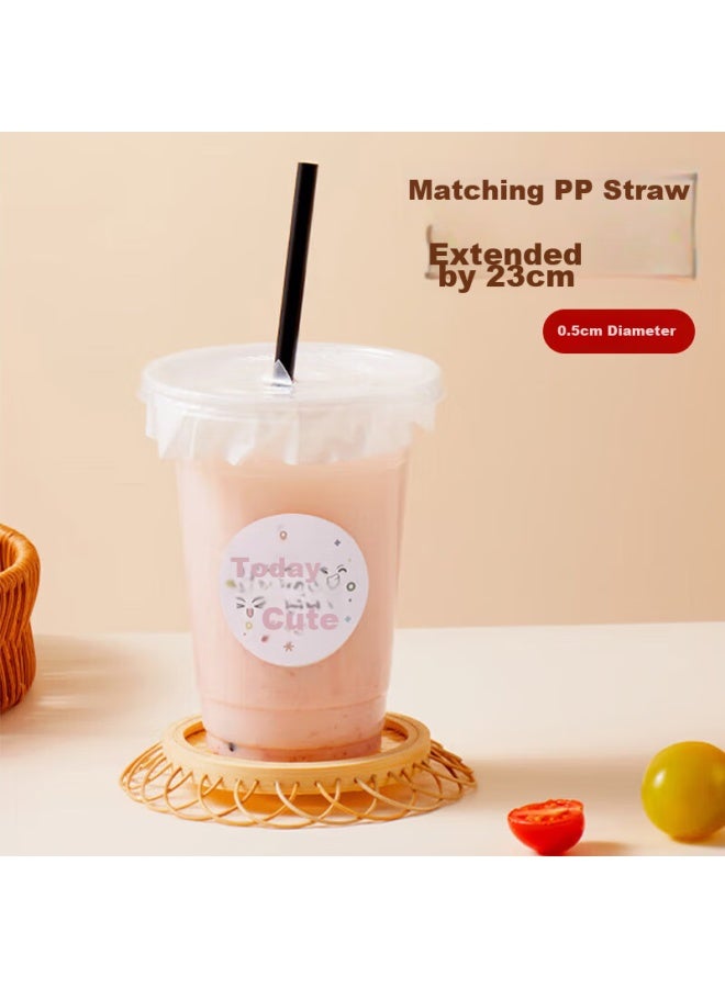 MAX COOK Maxcook Milk Tea Cups, Disposable Cups, Beverage Cups, Coffee Cups, 400Ml, 10 Sets, With Lids, Straws, Stickers, Mcb8198 - Image 2