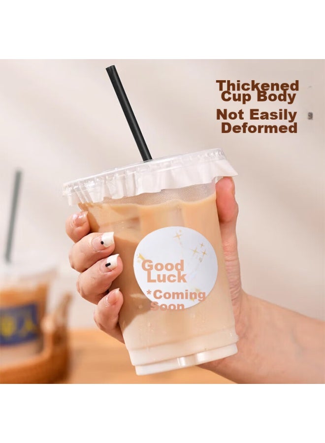 MAX COOK Maxcook Milk Tea Cups, Disposable Cups, Beverage Cups, Coffee Cups, 400Ml, 10 Sets, With Lids, Straws, Stickers, Mcb8198 - Image 4