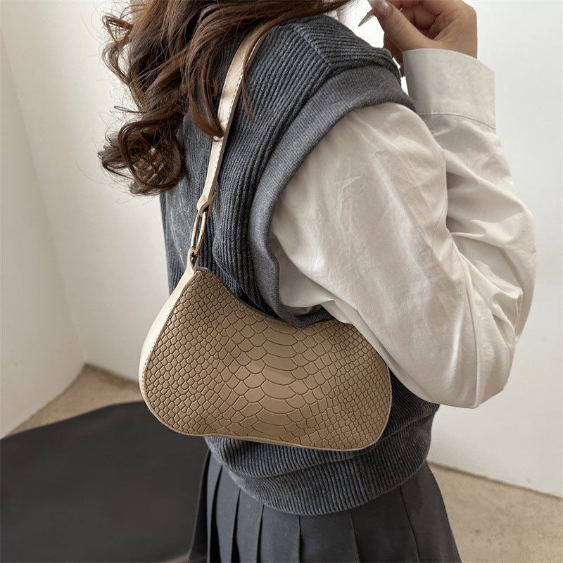 Crocodile Pattern Bag Women'S Simple Fashion Commuter Bag 2025 Popular Western Style Texture Small Square Bag Shoulder Underarm Bag - Image 5
