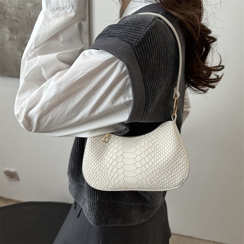 Crocodile Pattern Bag Women'S Simple Fashion Commuter Bag 2025 Popular Western Style Texture Small Square Bag Shoulder Underarm Bag - Image 4
