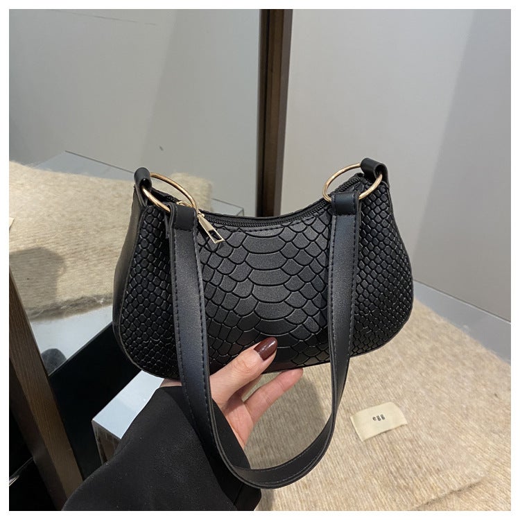 Crocodile Pattern Bag Women'S Simple Fashion Commuter Bag 2025 Popular Western Style Texture Small Square Bag Shoulder Underarm Bag - Image 1