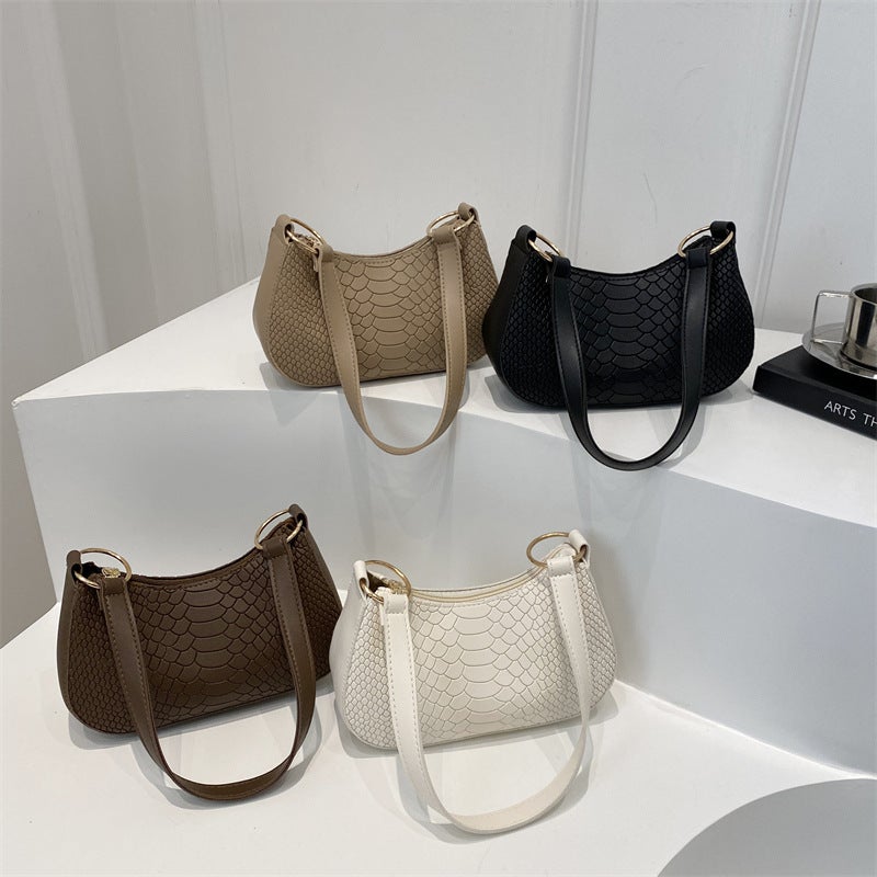 Crocodile Pattern Bag Women'S Simple Fashion Commuter Bag 2025 Popular Western Style Texture Small Square Bag Shoulder Underarm Bag - Image 3
