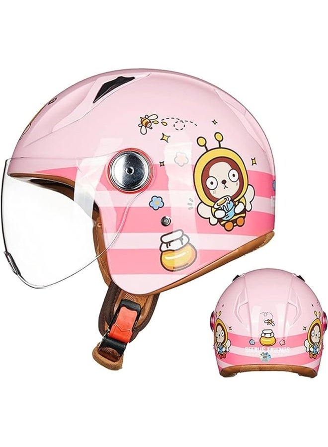 خوذة دراجة نارية نصف وجه للأطفال بتصميم كرتوني باللون الوردي - Image 2