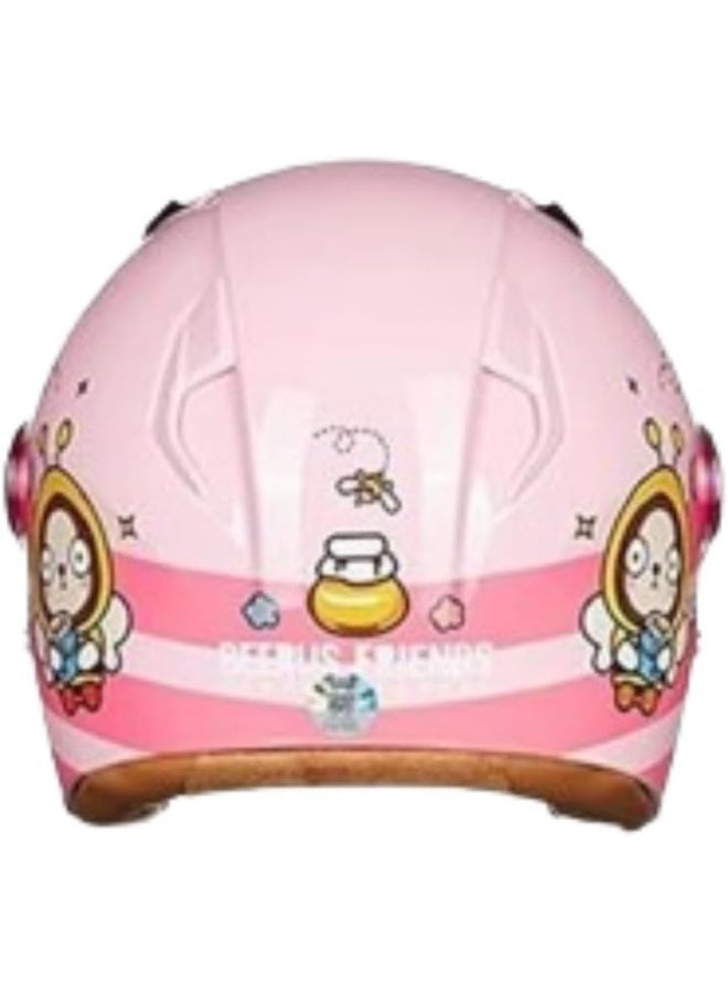 خوذة دراجة نارية نصف وجه للأطفال بتصميم كرتوني باللون الوردي - Image 3