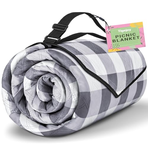 TigeJoy Extra Large Picnic Blanket Waterproof Foldable 80x80 Outdoor Picnic Mat Beach Blanket Sandproof for Park Grass Travel Hiking Camping Essentials Gingham Picnic Blanket - Image 1