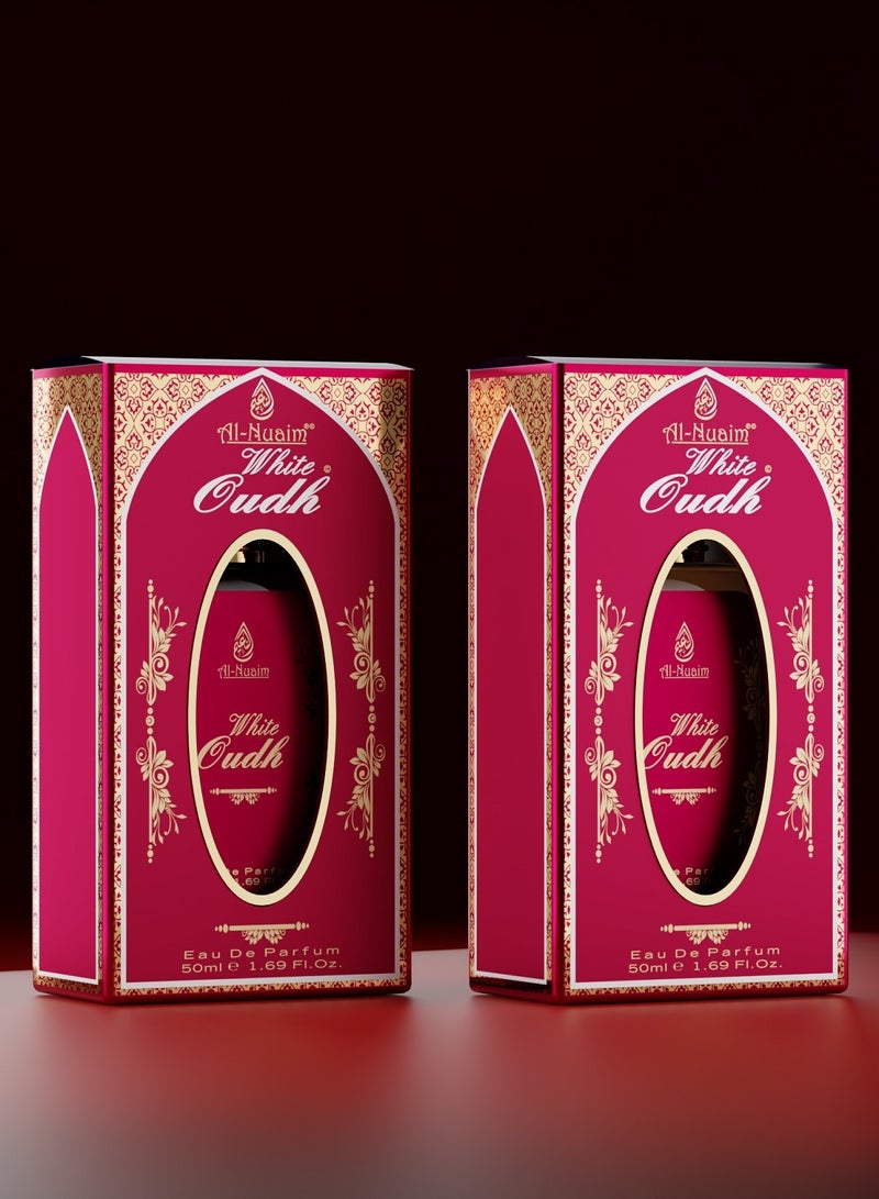 أل نواعم عطر النعيم وايت عود أو دو برفيوم للرجال والنساء - عبوة من قطعتين (50 مل لكل منهما) | عطر EDP | عطر فاخر يدوم طويلاً - Image 1