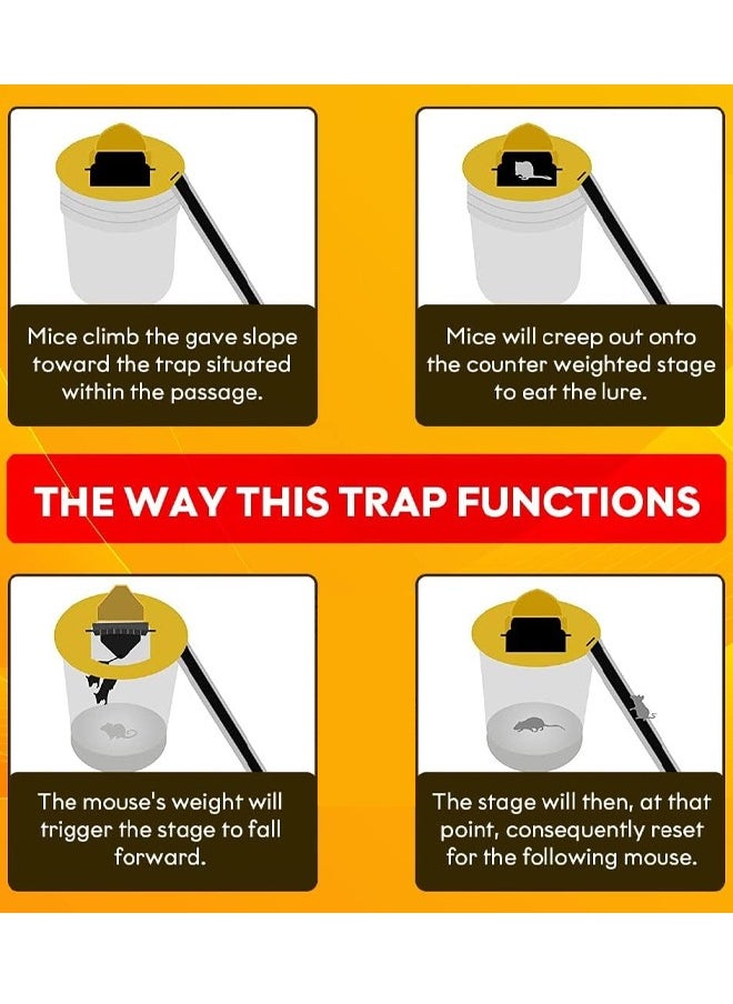 Mouse Trap Bucket Mouse Trap - Flip and Slide Mouse Trap Bucket Lid Mouse Trap Rat Trap - Multi Catch Indoor Outdoor - Auto Reset - 5 Gallon Bucket Rat Trap Bucket flip lid
