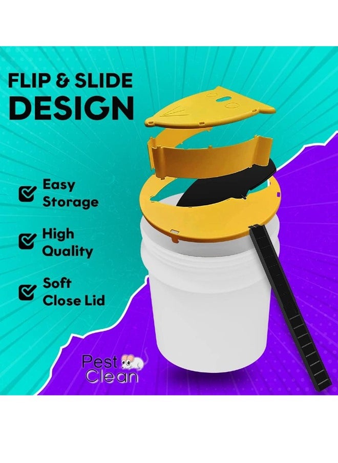 Mouse Trap Bucket Mouse Trap - Flip and Slide Mouse Trap Bucket Lid Mouse Trap Rat Trap - Multi Catch Indoor Outdoor - Auto Reset - 5 Gallon Bucket Rat Trap Bucket flip lid