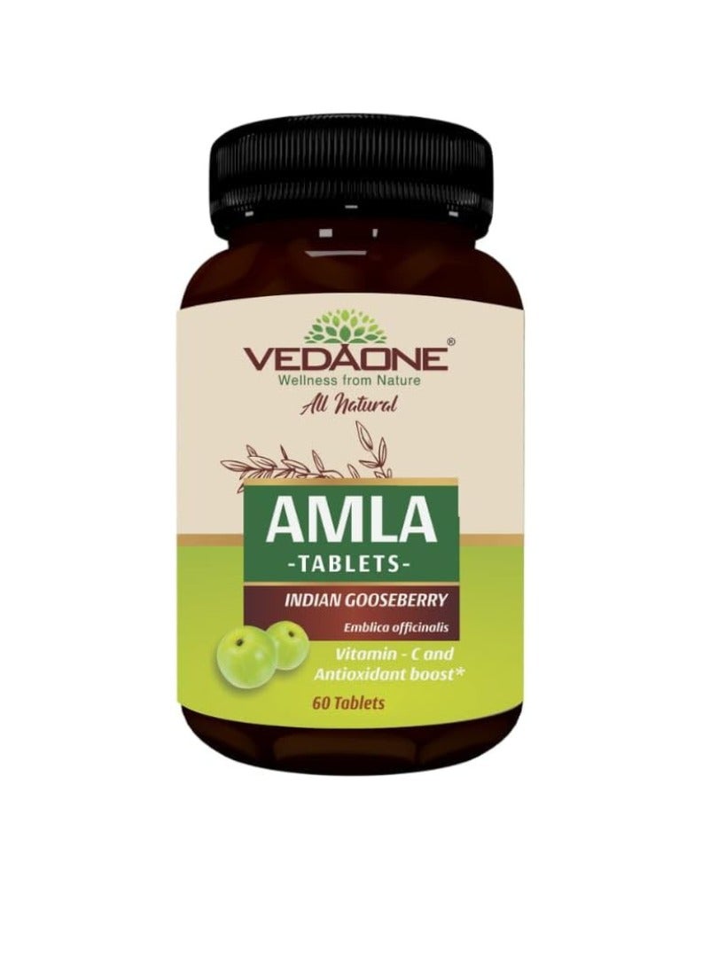 VedaOne Amla (Indian Gooseberry) Tablets – Natural Amla Extract | 60 Tablets | Rich in Vitamin C| Immunity Booster, Skin & Hair Care, Digestive Health, Eye Support | - Image 1
