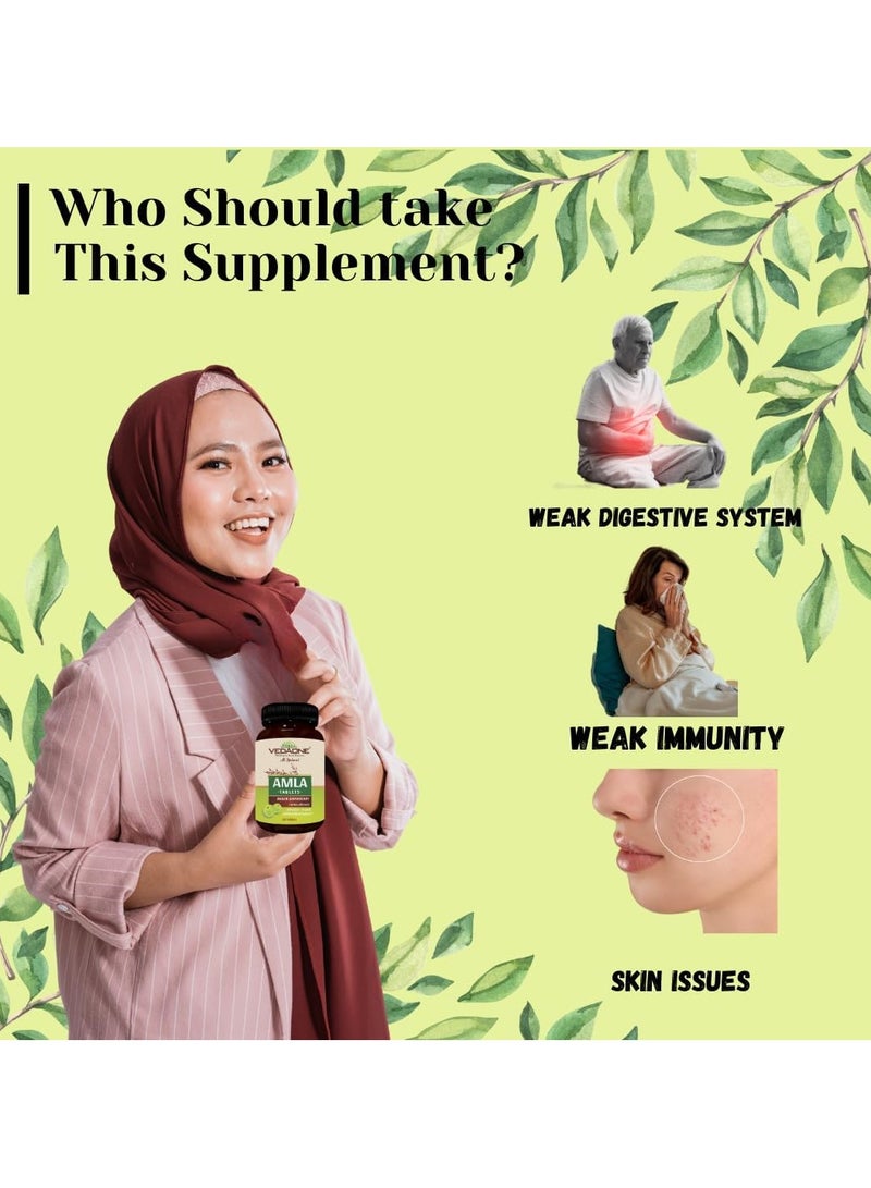 VedaOne Amla (Indian Gooseberry) Tablets – Natural Amla Extract | 60 Tablets | Rich in Vitamin C| Immunity Booster, Skin & Hair Care, Digestive Health, Eye Support | - Image 4