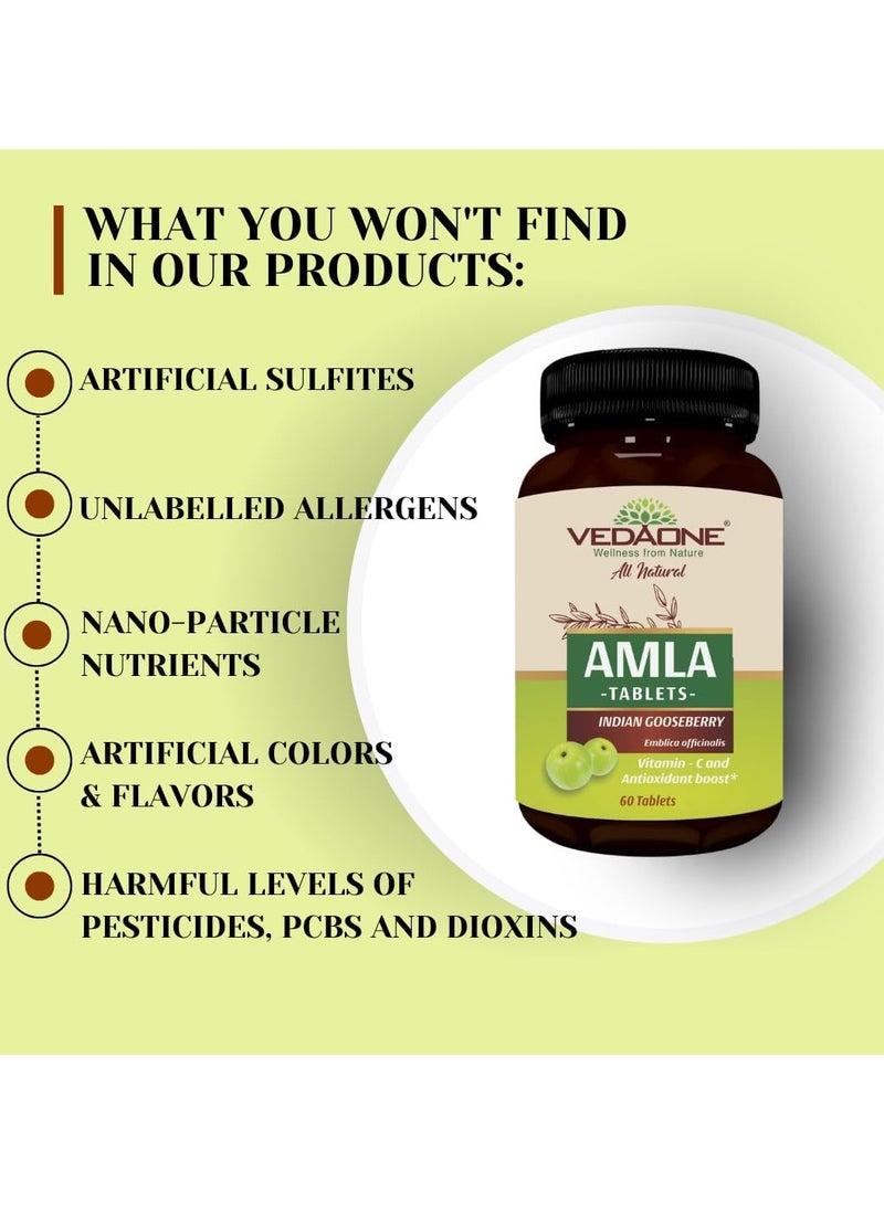 VedaOne Amla (Indian Gooseberry) Tablets – Natural Amla Extract | 60 Tablets | Rich in Vitamin C| Immunity Booster, Skin & Hair Care, Digestive Health, Eye Support | - Image 5