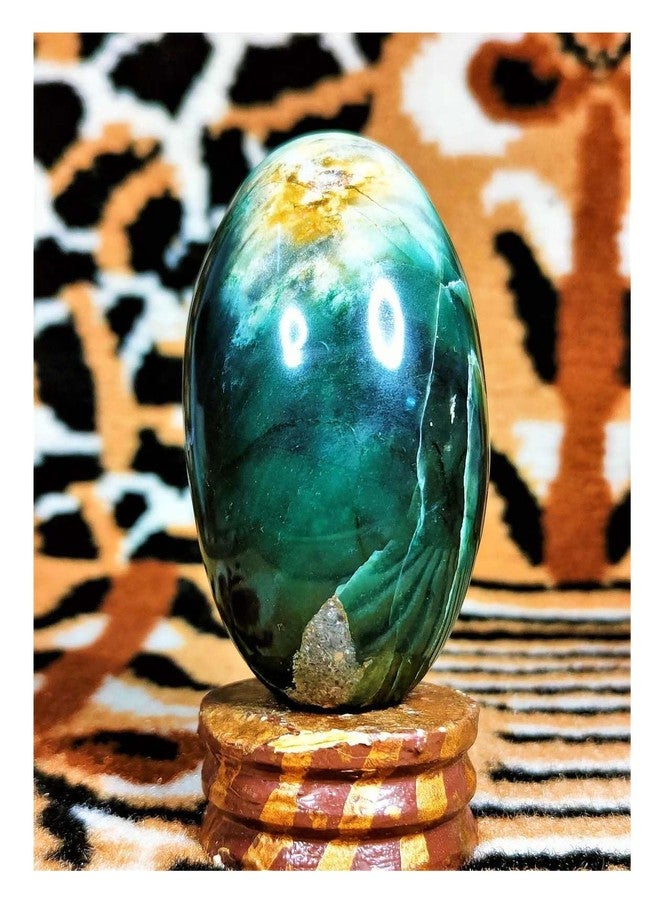 DevLink 100% Natural A Grade Margaj Lingam Green Jade Crystal Shivlingam Marakatha Green Aventurine Panna Gemstone Green Jasper Emerald Shiva (30 Grams, Height- 3.5 Cm, Approx) - Image 2