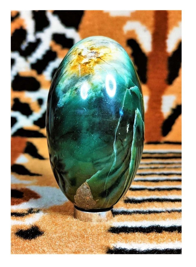 DevLink 100% Natural A Grade Margaj Lingam Green Jade Crystal Shivlingam Marakatha Green Aventurine Panna Gemstone Green Jasper Emerald Shiva (30 Grams, Height- 3.5 Cm, Approx) - Image 3