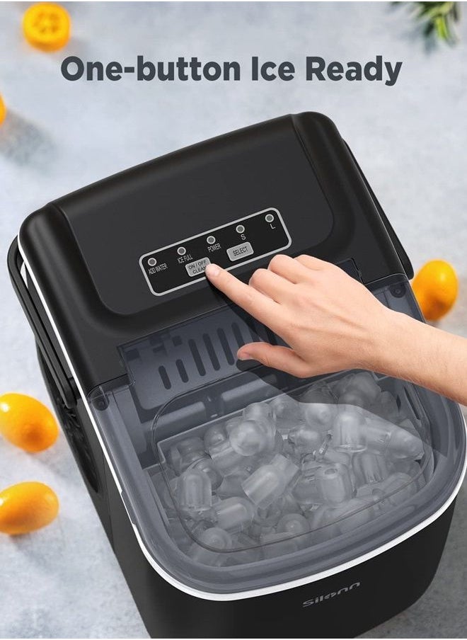 Silonn Countertop Ice Maker, 9 Cubes Ready in 6 Mins, 26lbs in 24Hrs, Self-Cleaning Ice Machine with Ice Scoop and Basket, 2 Sizes of Bullet Ice for Home Kitchen Office Bar Party, Black (SLIM09)  - Image 4