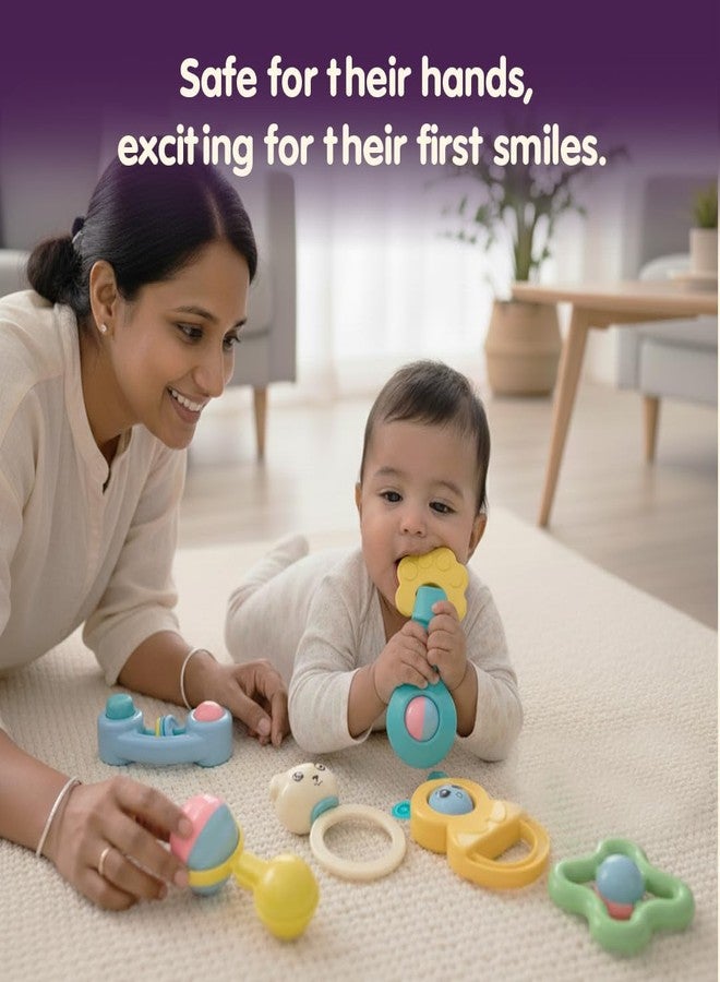 Innovitoy 6 Pcs Premium Baby Rattle & Teether Gift Set with Gift Packing Kit (Sticker Card + Ribbon + Gift Wrap Paper) | Safe, Non-Toxic Toys for Newborns 3+ Months | Colorful Soft Sound Rattles | Perfect Baby Gift Set - Image 5