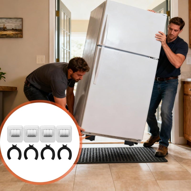 White Furniture Casters with Brake 360 Degree Rotatable Adhesive Rollers for Trash Can Storage Box Small Appliances - Image 3