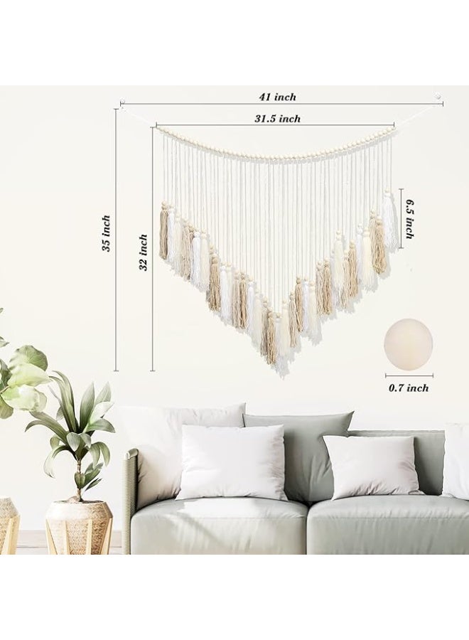 انتيكيانو مكرمية للتعليق على الحائط بلون كريمي وبيج ديكور بوهو - Image 3