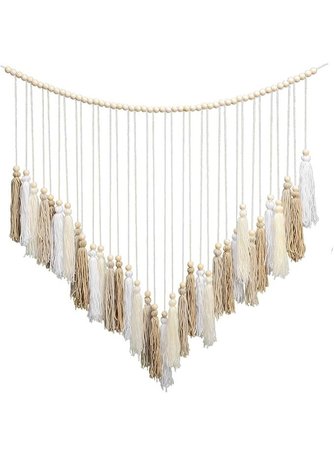 انتيكيانو مكرمية للتعليق على الحائط بلون كريمي وبيج ديكور بوهو - Image 1